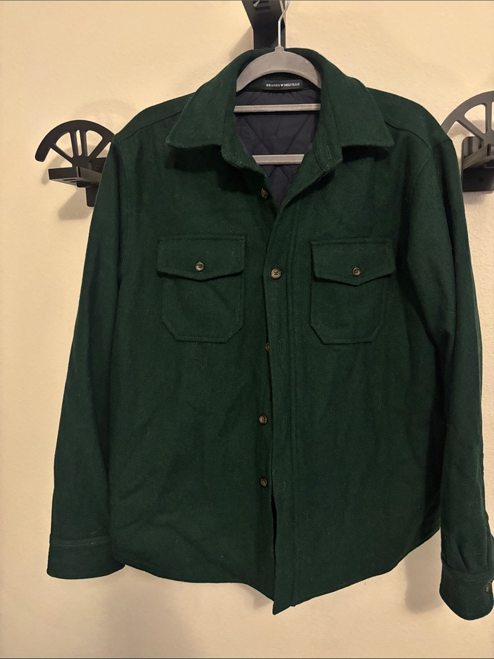 Brandy Melville Forest Green Wool Shirt Jacket